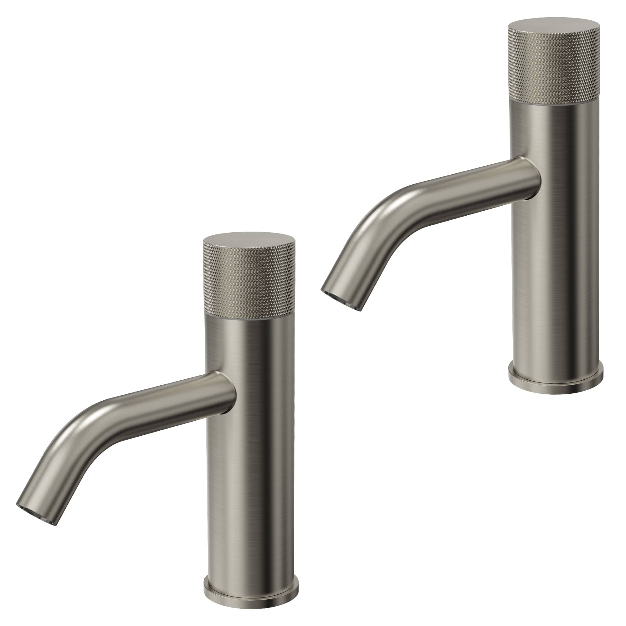 Low-Arc Single Handle Bathroom Sink Faucet with Knurled Texture and Pop-Up Drain Assembly