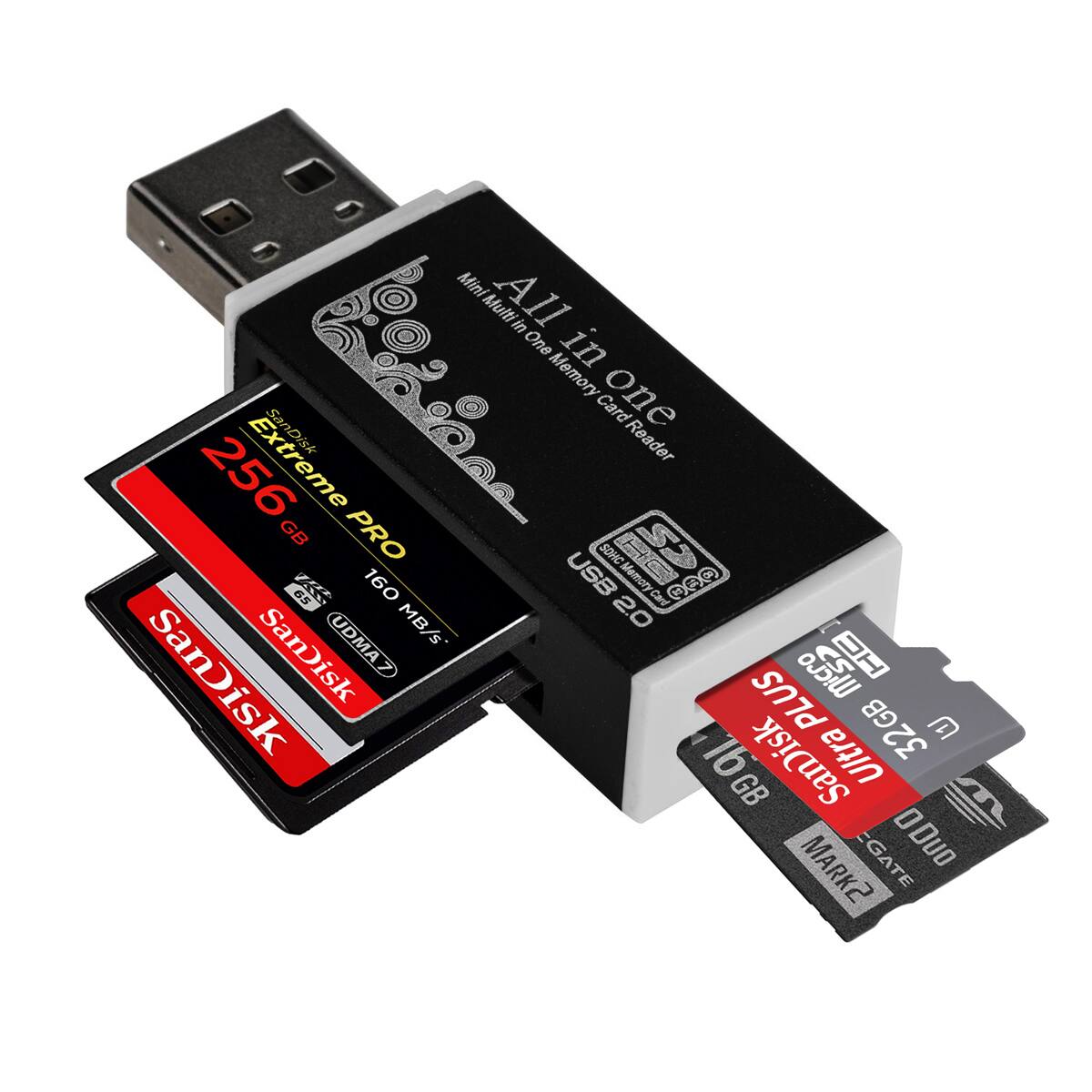 Mini All in One in Memory Card SanDisk Reader 256 GB Extreme PRO 160 MB/s USB 2.0