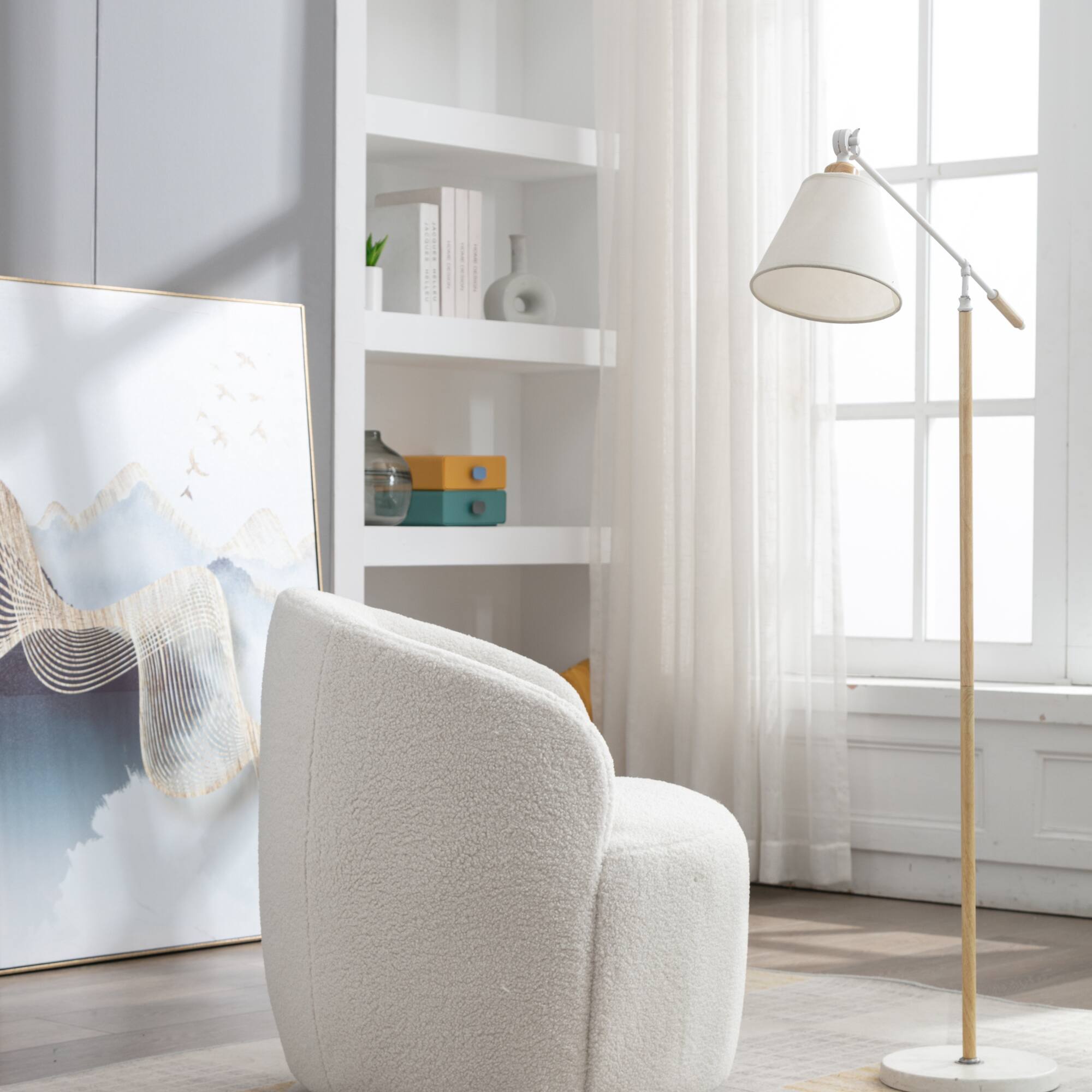 Alt View 7. GOODSILO - Plush Swivel Accent Armchair with Ergonomic Design and 360-Degree Rotation for Modern Interiors - Ivory.