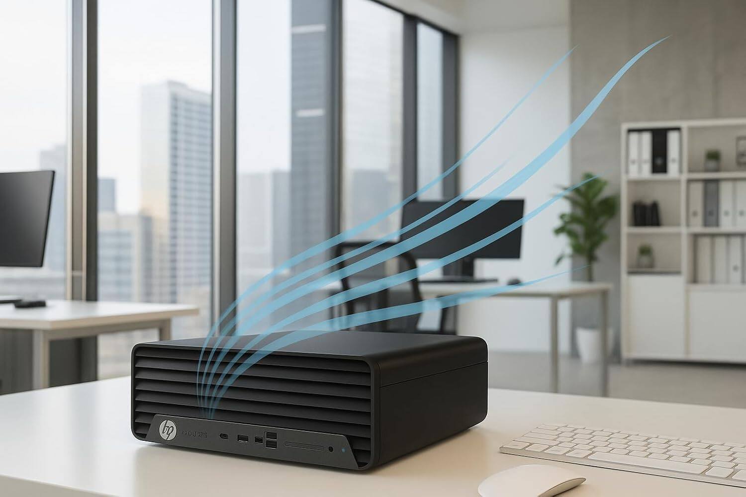 Alt View 2. HP - ProDesk SFF 400 G9 Business Desktop, 14th Gen Intel i7-14700, 32GB DDR5 RAM, 2TB Storage, DisplayPorts, Type-C, Wi-Fi - Black.