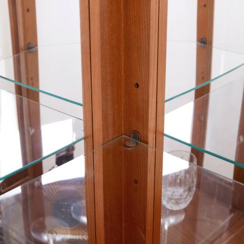Alt View 3. LUCKY ONE - Freestanding Corner Curio Cabinet with Tempered Glass Shelves LED Light Display for Collectibles - Oak.