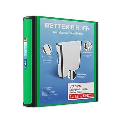 "Staples - 2"" 3-Ring Better Binder, D-Ring - Green" price history on PriceWatchPro