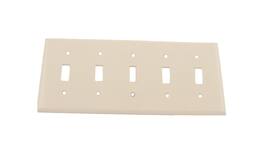 Leviton - 5 gang Plastic Toggle Wall Plate 1 pk - White