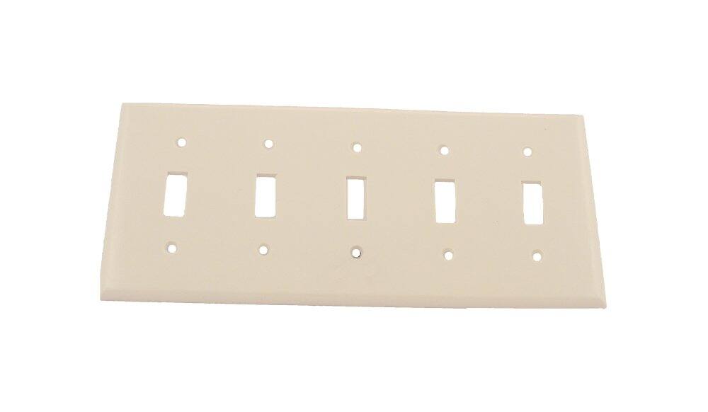 Front. Leviton - Leviton White 5 gang Plastic Toggle Wall Plate 1 pk - White.