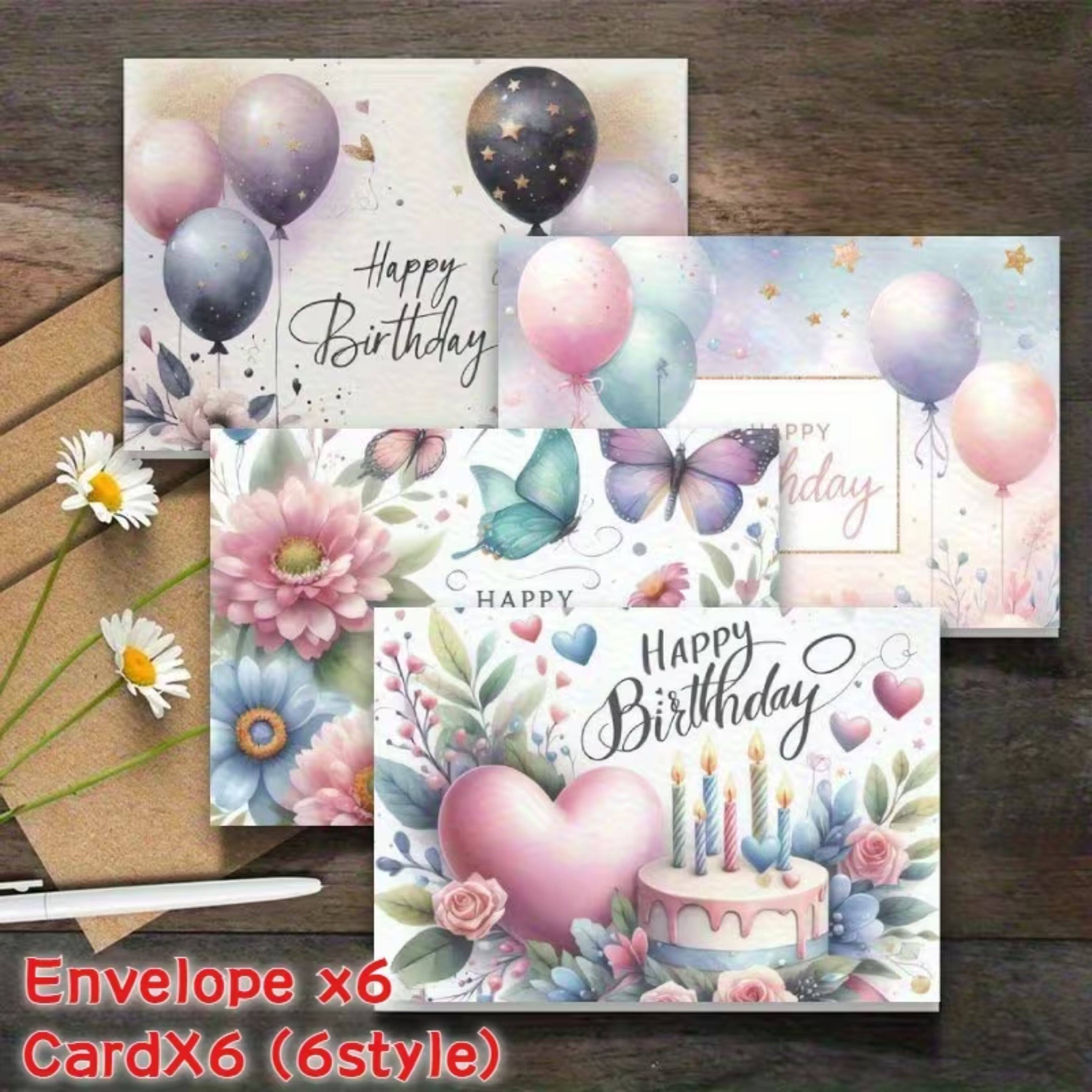 Happy Birthday PPY hday HAPPY Happy Birthday Envelope x6 CardX6 (6style)