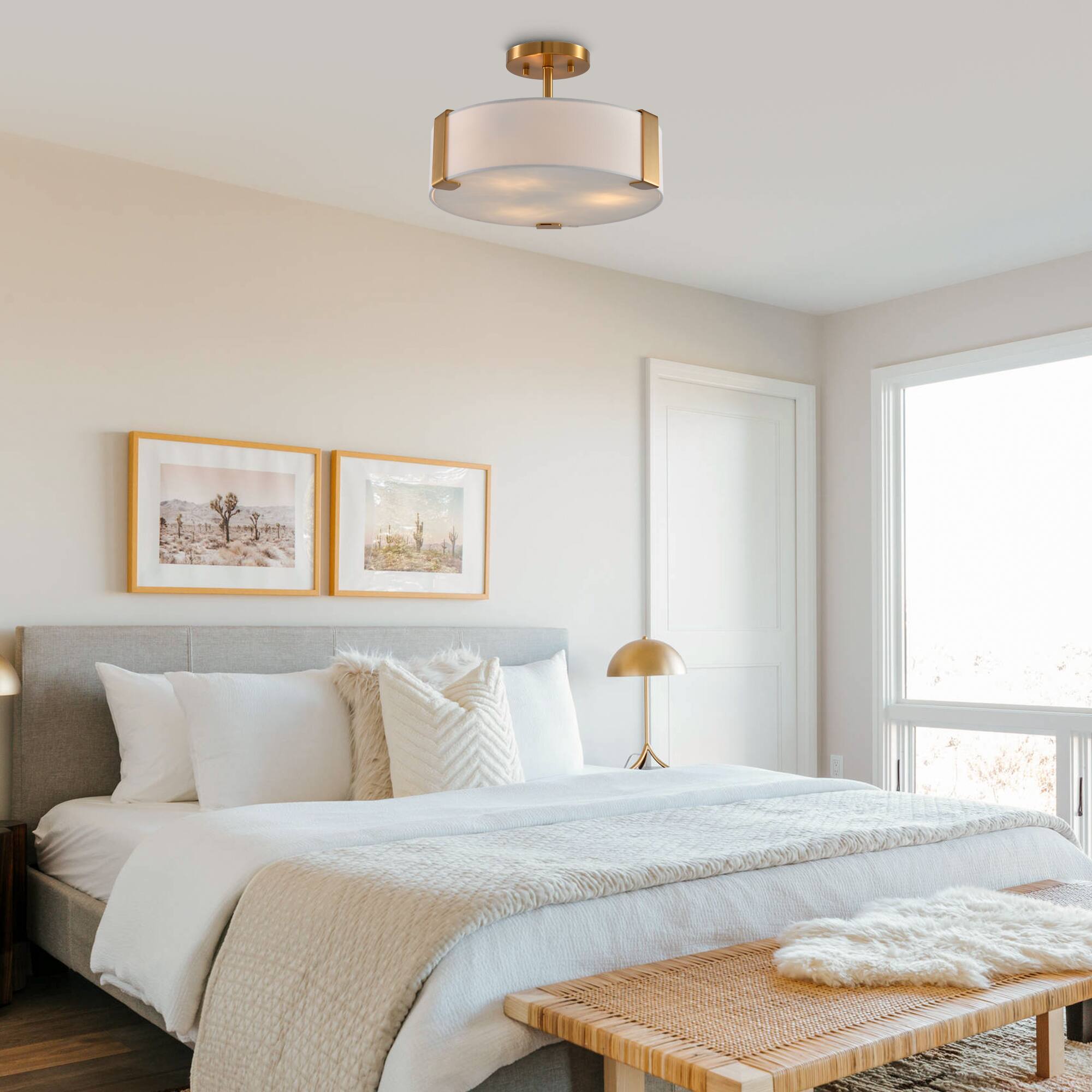 Left. Parrot Uncle - 14” Gold Semi-Flush Mount Ceiling Light - Gold.