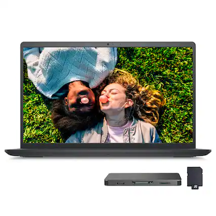 Front. Dell - Dell 15.6" 2K Touchscreen Laptop,Intel i5 1334U,8GB RAM,512GB SSD+1TB Dock Set,UHD Graphics,Numeric Pad,Win 11,Black - Black.