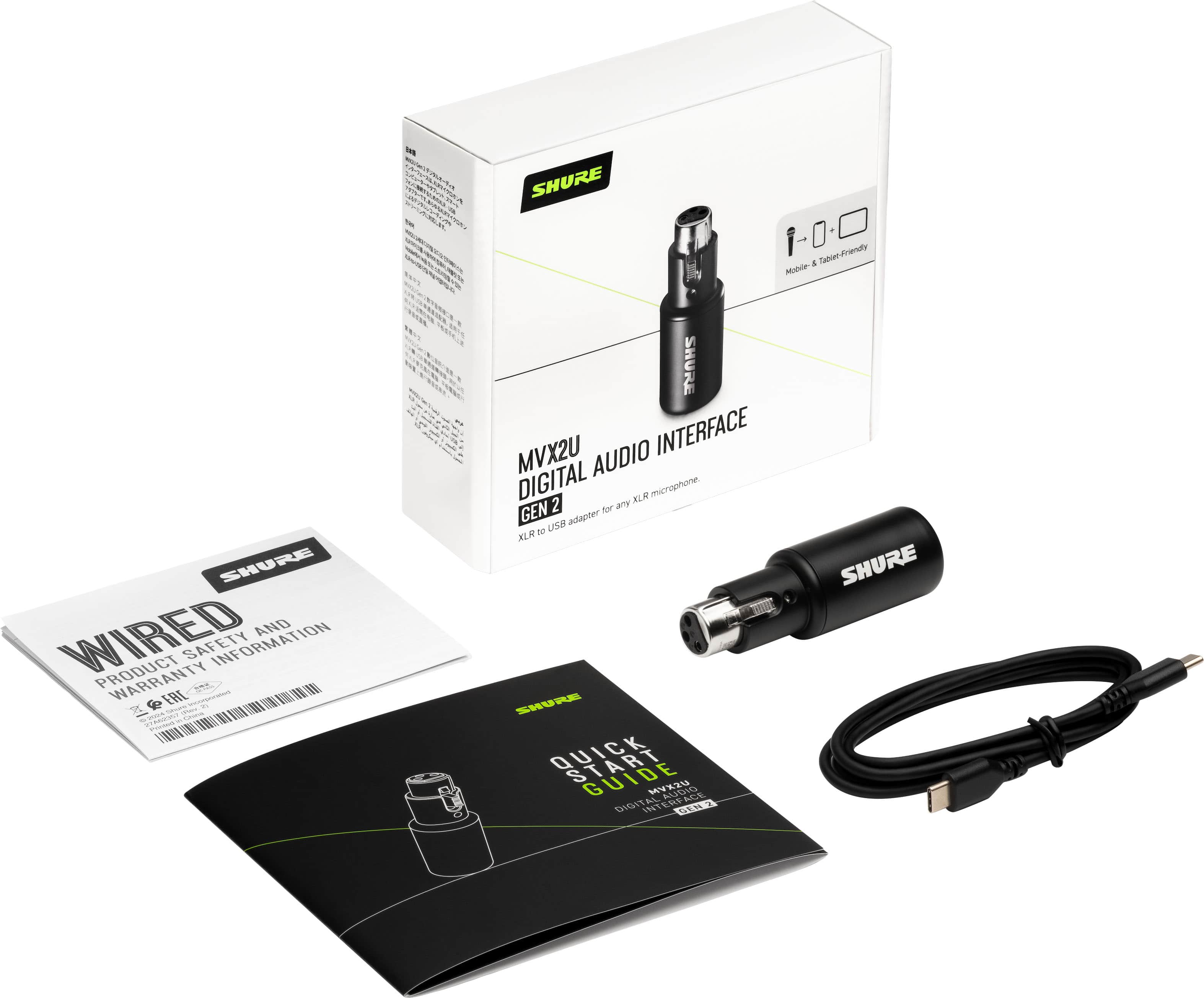 Shure MVX2U Gen 2 XLR to USB Audio Interface Converter Convert XLR