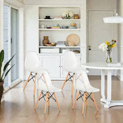 Front. Hivvago - Modern Transparent Seat Side Chairs, 4-Pack, with Elegant Wood Legs - Natural.