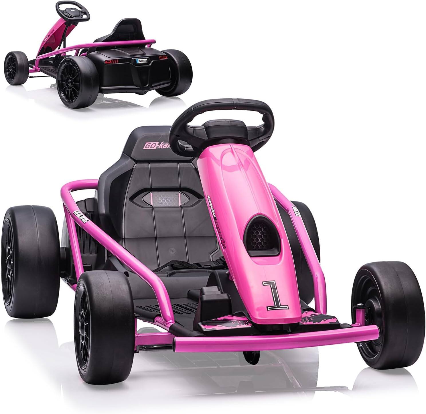 GARVEE - 24V Ride-On Go Kart for Teens, Dual 300W Motors, 9Ah Battery, 8MPH Fast Speed, Drifting Wheels, Music & Horn,Metal Frame