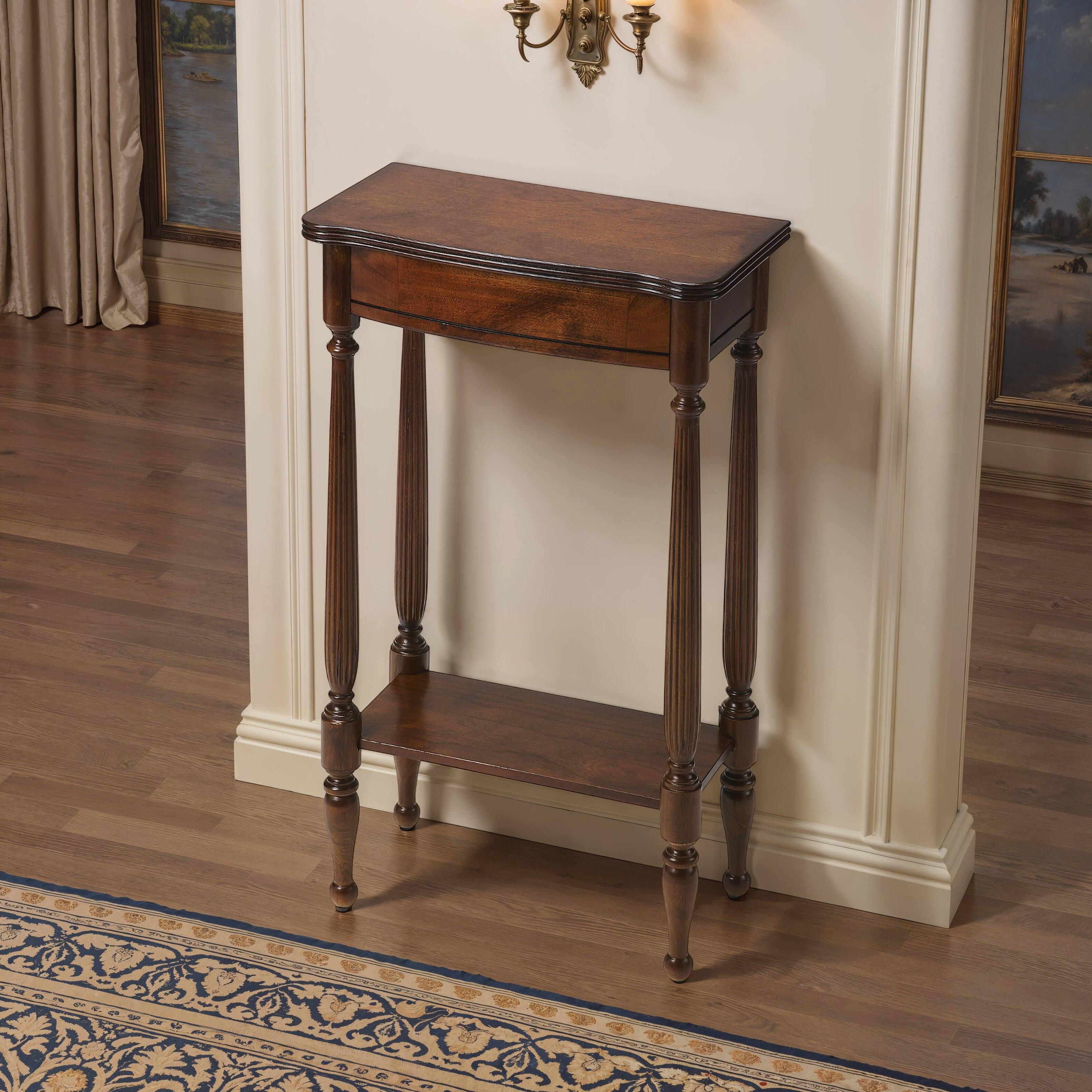 Alt View 3. Butler Specialty - Whitney 17.5 in. W Rectangular Wood Console Table with Lower Open Shelf - Medium Brown.