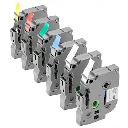 VEVOR - Label Maker Tape, 6 Pack, 0.47 in / 12 mm Colored Label Maker Refills Compatible for Various Types of Brother P-Touch - Gray
