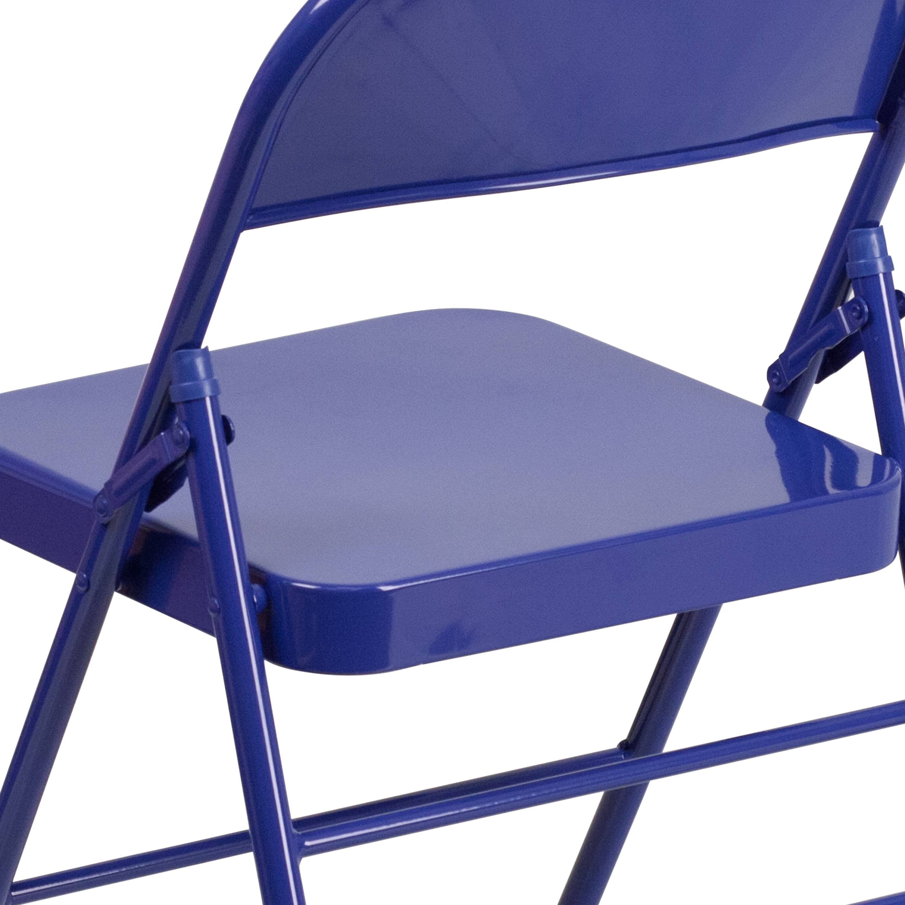 Alt View 10. Emma + Oliver - 4 Pack Colorful Metal Folding Chair Teen and Event Seating - Cobalt Blue.