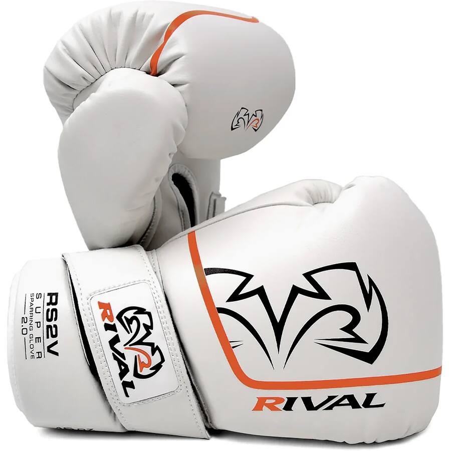 White 2 Rival RIVAL Boxing RS2V 2.0 Super Pro Hook and Loop Sparring Gloves 12 oz ...