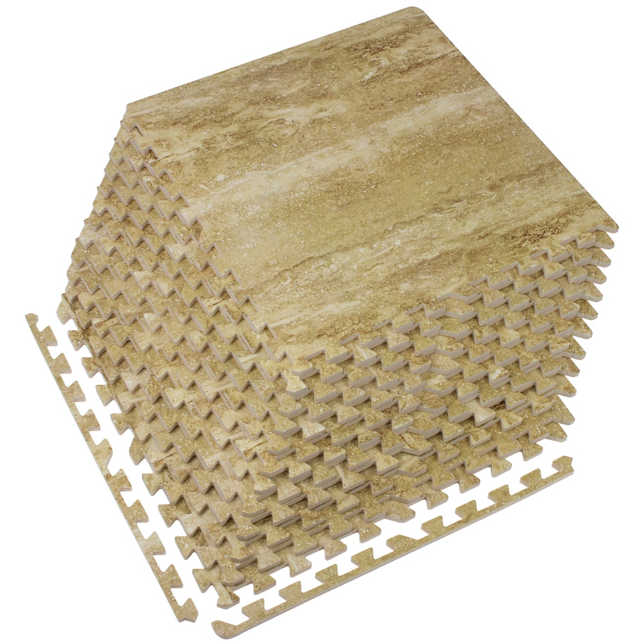 Front. Sorbus - Sorbus 3/8-Inch Thick 96 Sq. Ft. Wood Grain Floor Foam EVA Interlocking Mats Tiles w/ Borders - for Home, Trade Show - Marble.