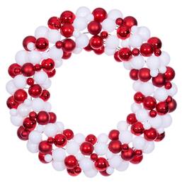 Vickerman - 30" White Ball Wreath - Red