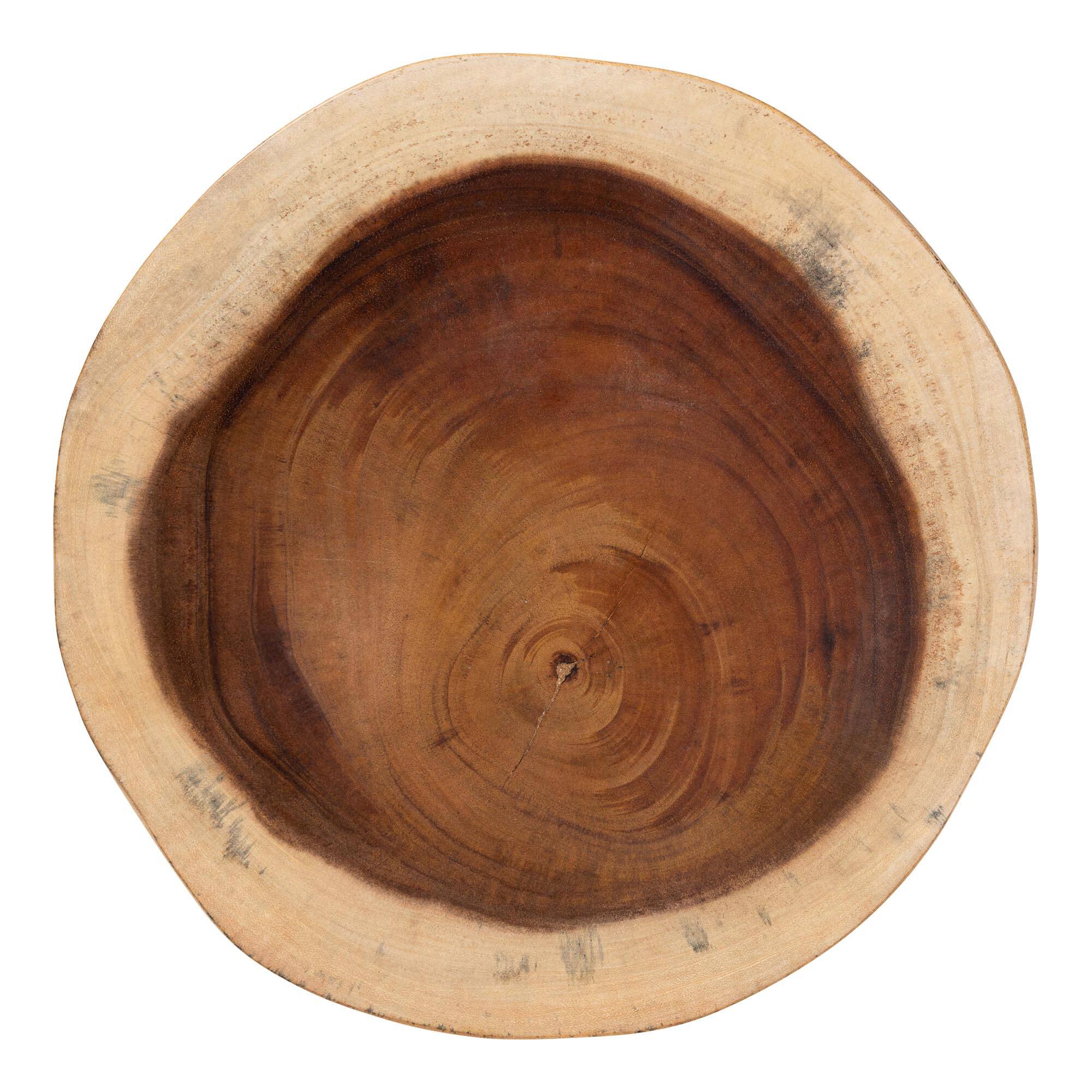 Back. bali & pari - Jia Suar Wood End Table - Handcrafted Side Table with Live Edge Round Top and Tapered Legs, Accent Furniture - Natural Brown.