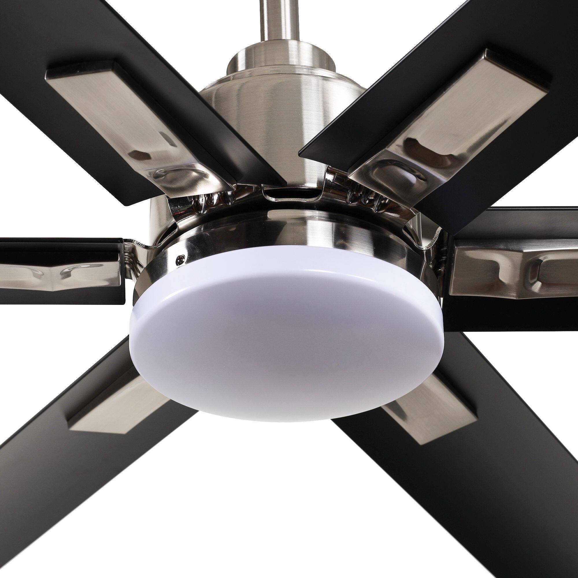 Alt View 2. Parrot Uncle - 72 in. Modern Integrated LED Brushed Chrome Ceiling Fan with Light and Remote - Brushed Chrome.