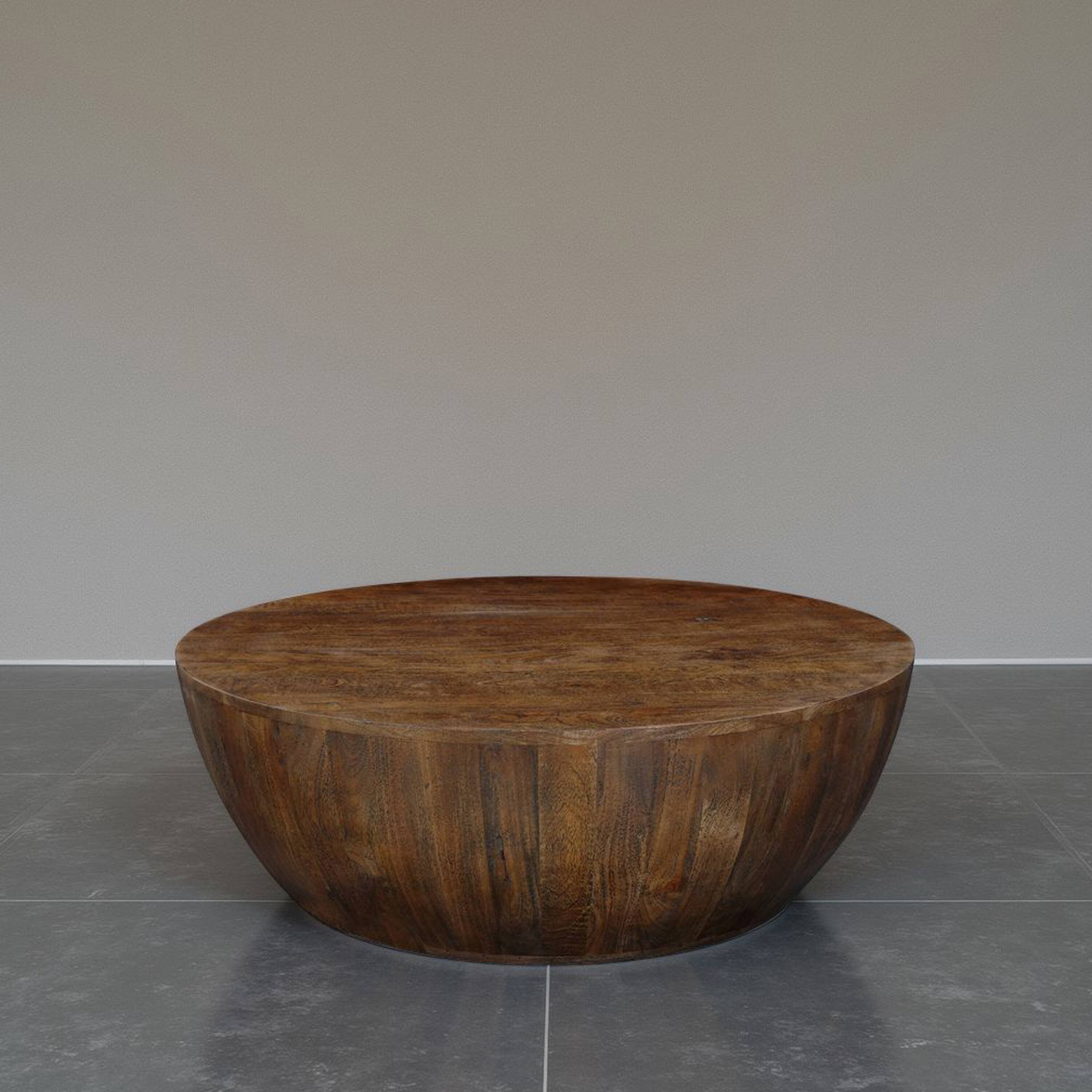 Alt View 8. Manhattan Lane - Arthur Coffee Table | 35.5" Round Top | Drum Shaped - Brown.