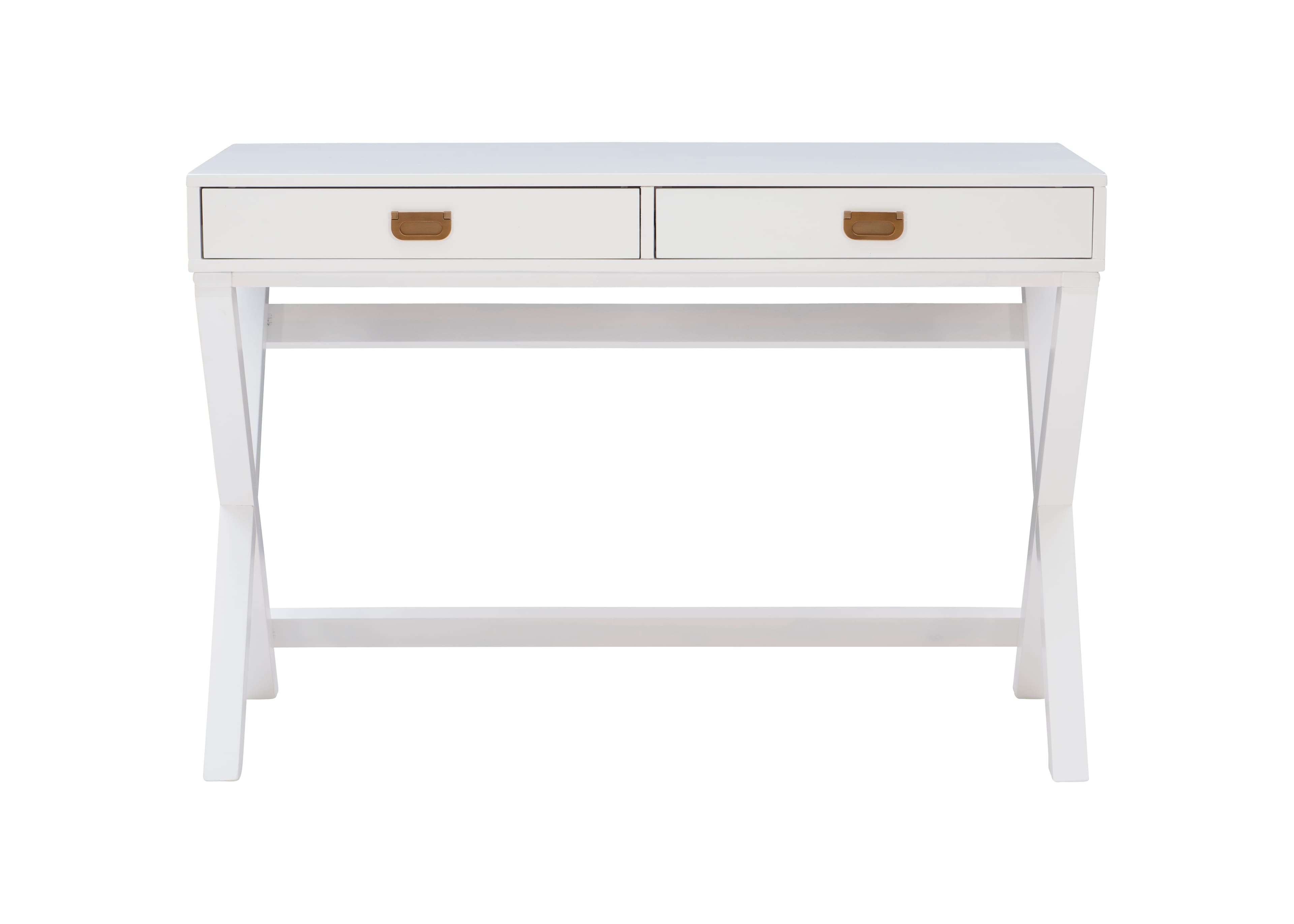 Angle Zoom. Linon Home Décor - Penrose Two-Drawer Campaign-Style Writing Desk - White.