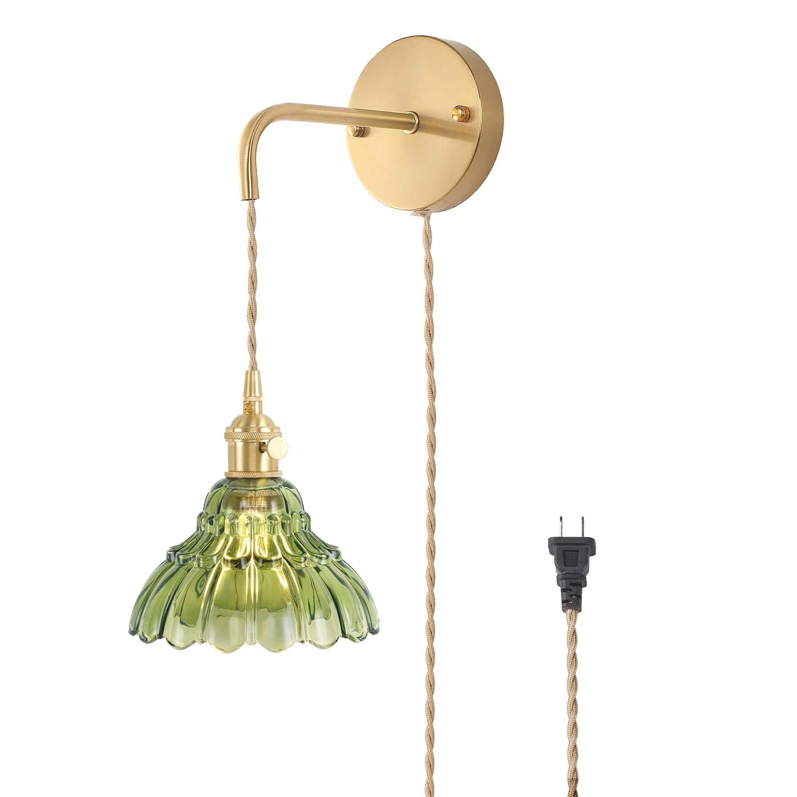 VEGA AUTOMOTIVE - Operated Wall Sconce With Lily Of The Valley Shade Glass Chain Retro Light Modern Lamp Fixtures Decor For - Lily of the Valley-Green Plug in