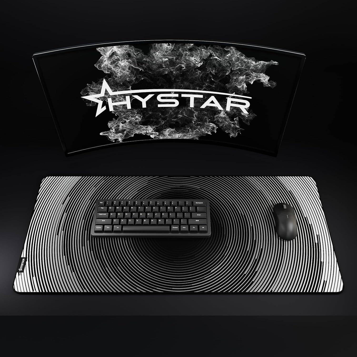 Alt View 5. Hystar - Extended Gaming Mouse Pad | XXL 36" x 16" | 5mm Thick, Waterproof Surface, Smooth Polyester, and Rubber Base | Abyss - Black.