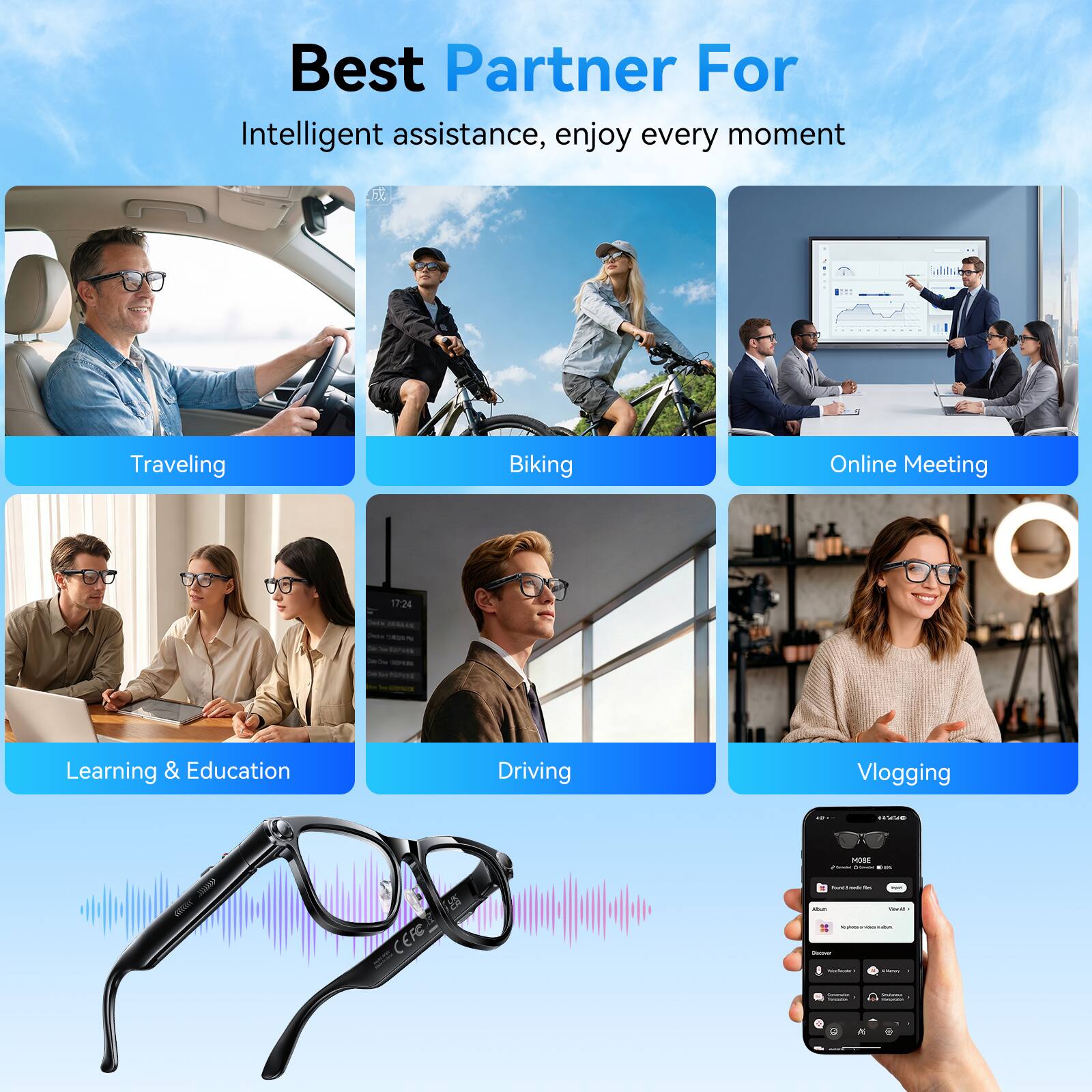 Best Partner For Intelligent assistance, enjoy every moment

- Traveling
- Biking
- Online Meeting
- Learning & Education
- Driving
- Vlogging