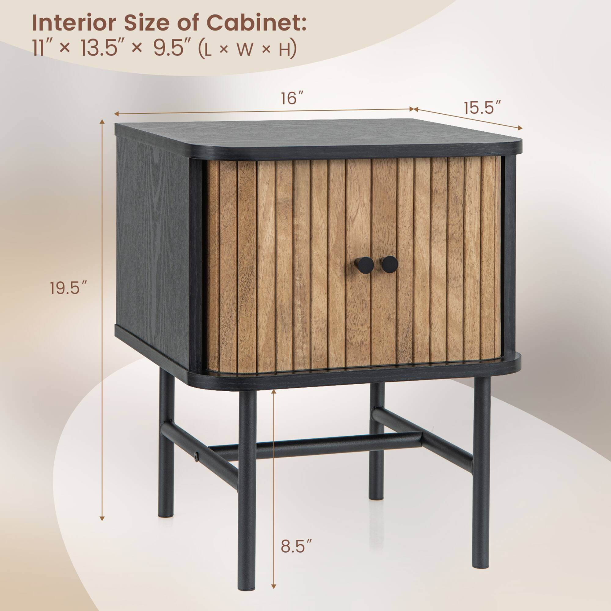 Interior Size of Cabinet: 11" x 13.5" x 9.5" (L x W x H)