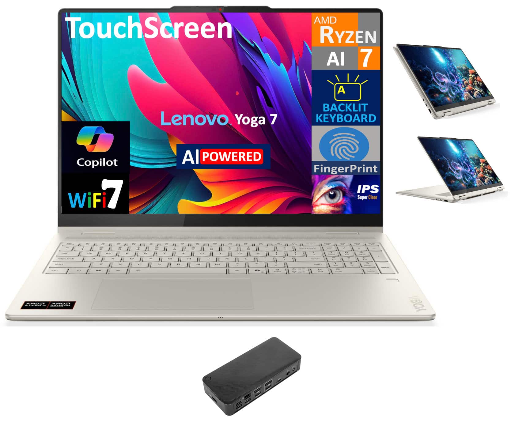 Lenovo Yoga 7 2 in 1 Laptop 16.0 WUXGA (AMD Ryzen AI 7 350, 16GB