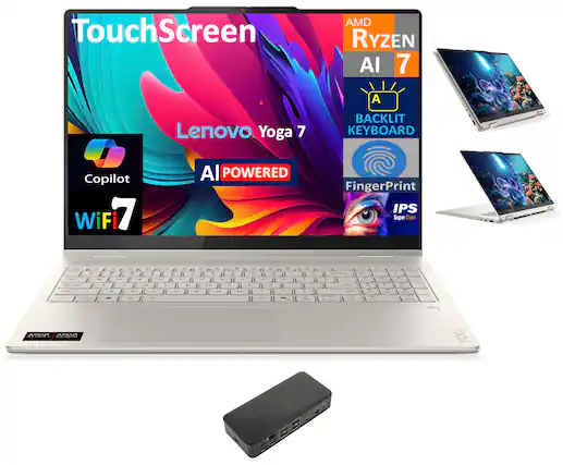 TouchScreen
Lenovo Yoga 7
AMD Ryzen AI 7
AI POWERED
Copilot
WiFi 7
BACKLIT KEYBOARD
FingerPrint
IPS Super Clear