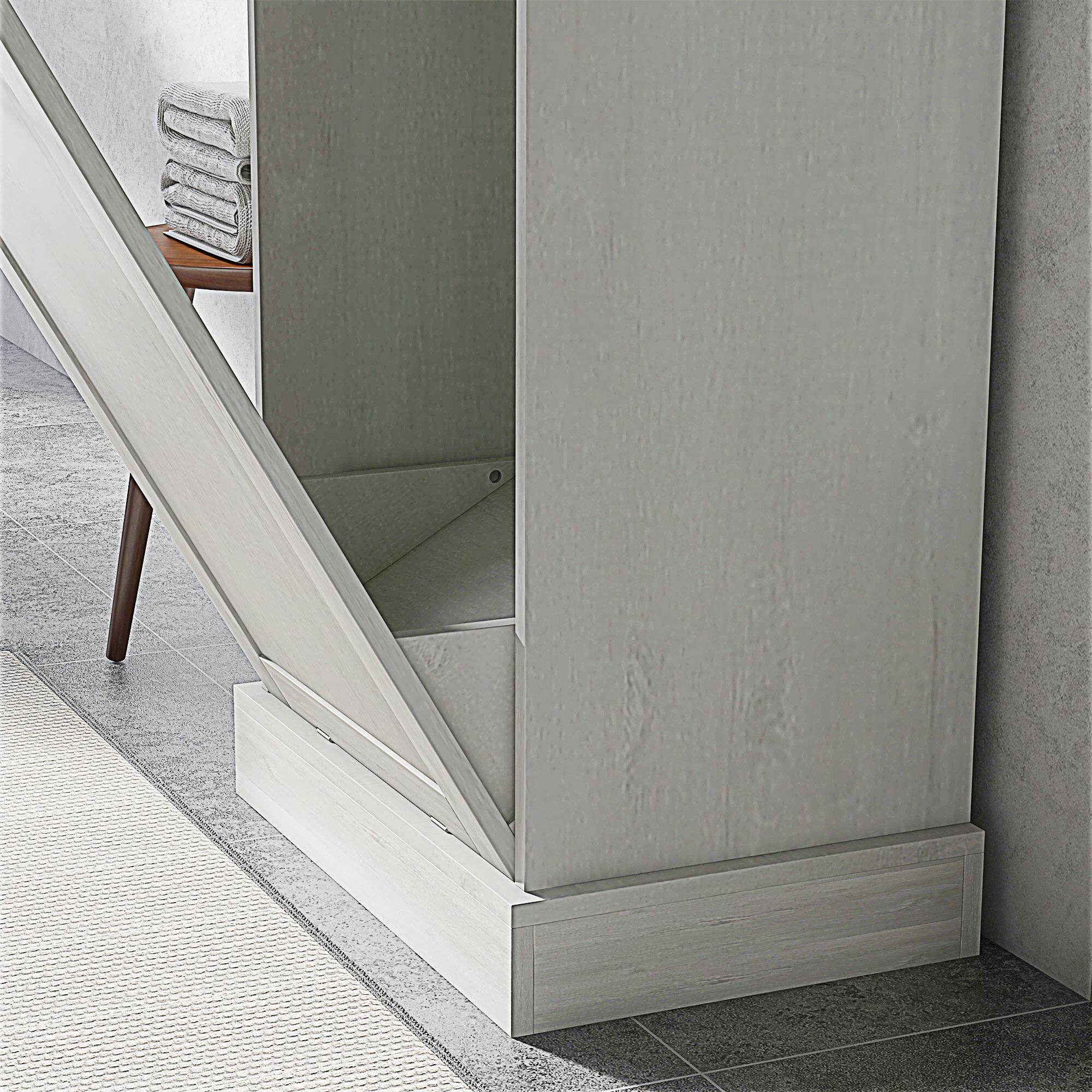 Alt View 7. Homcom - Kitchen Tilt Out Trash Bin Cabinet Free Standing Recycling Cabinet Trash Can Holder With Drawer - Light Gray.