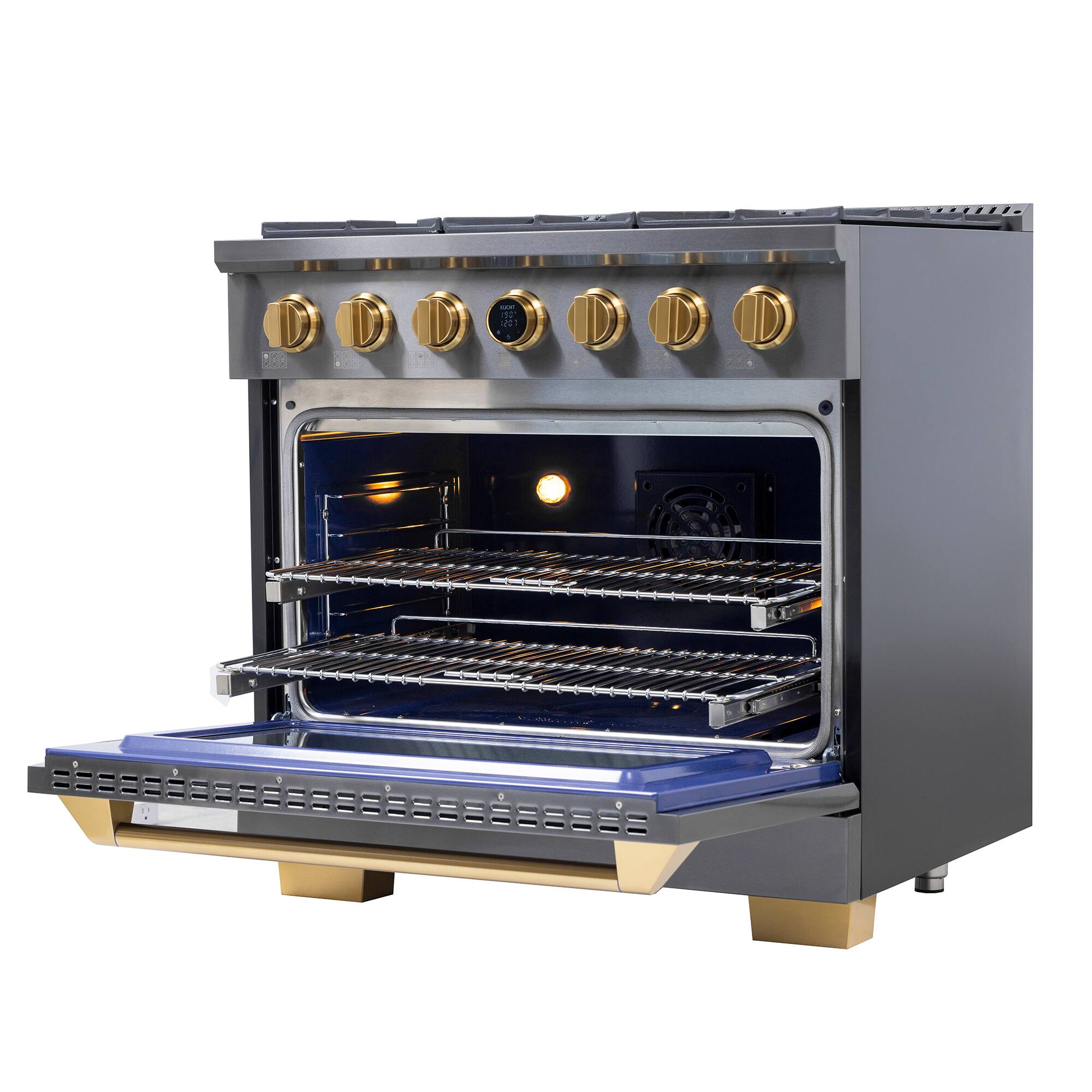 Alt View 8. Kucht - 36 in. 5.2 cu. ft. Dual Fuel Range, 6 Burners, LP, Titanium SS, Kucht Horus Thermostat - Gemstone.