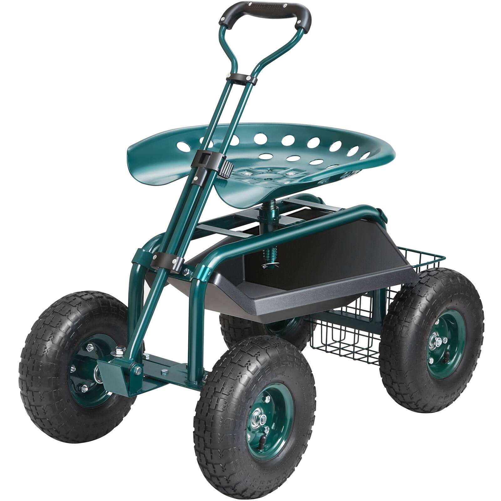 Alt View 5. VEVOR - Garden Cart Rolling Workseat with Wheels, Gardening Stool for Planting, 360 Degree Swivel Seat, Wagon Scooter - Green.