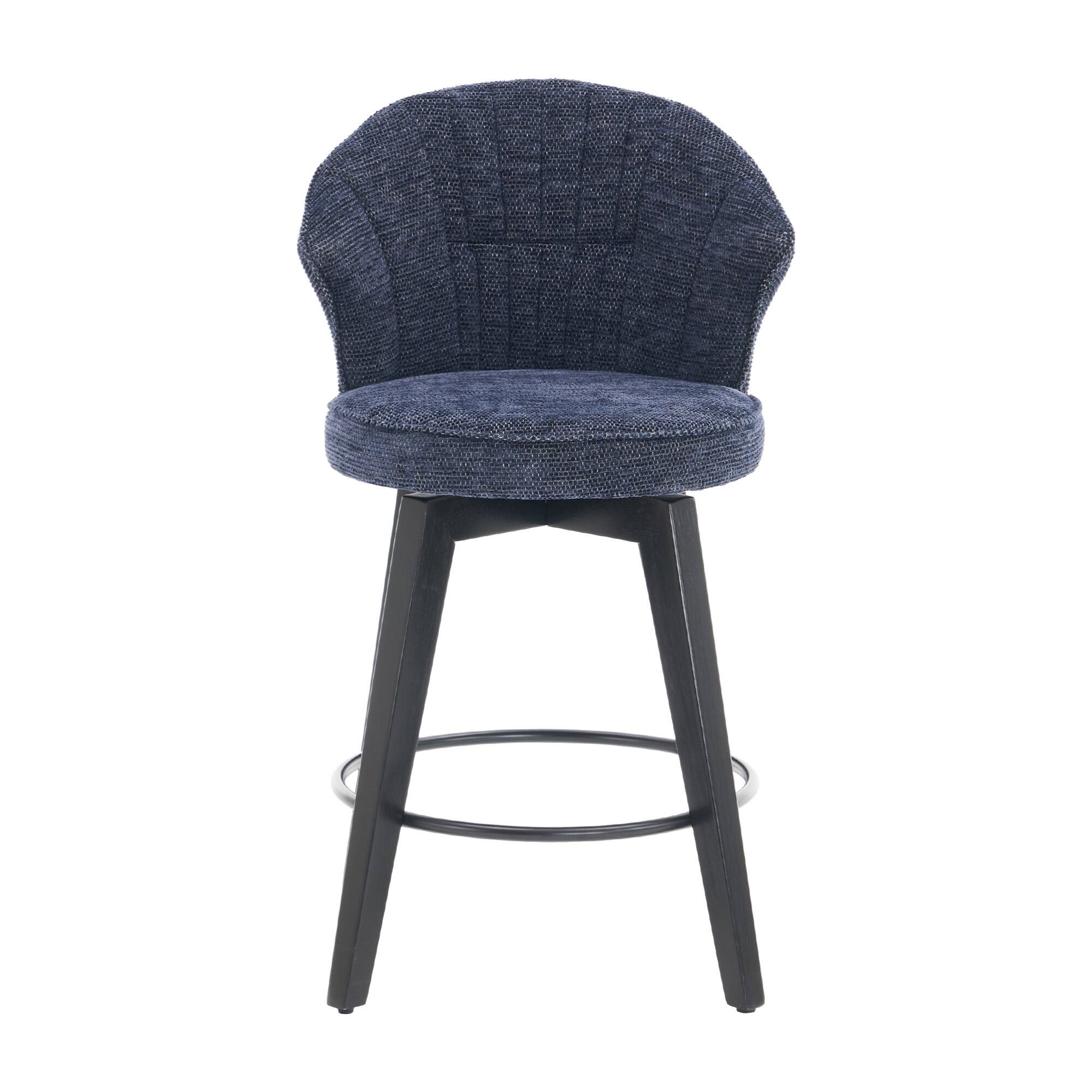 Alt View 5. GOODSILO - Set of 2 Wing Back Swivel Bar Stools - Adjustable Counter Height Stools with Solid Wood Legs & Plush Upholstery - Blue.
