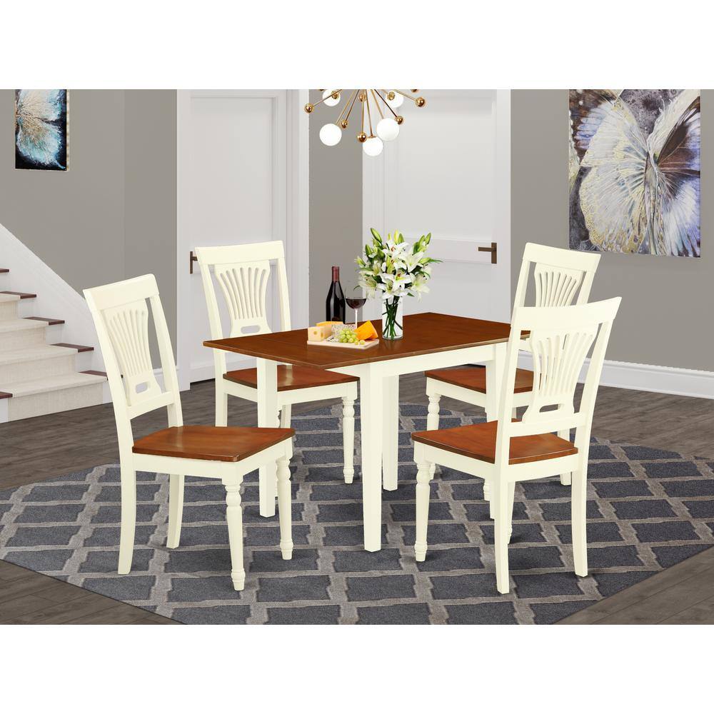 Left. East West Furniture - Dining Room Set Buttermilk & Cherry - Brown.
