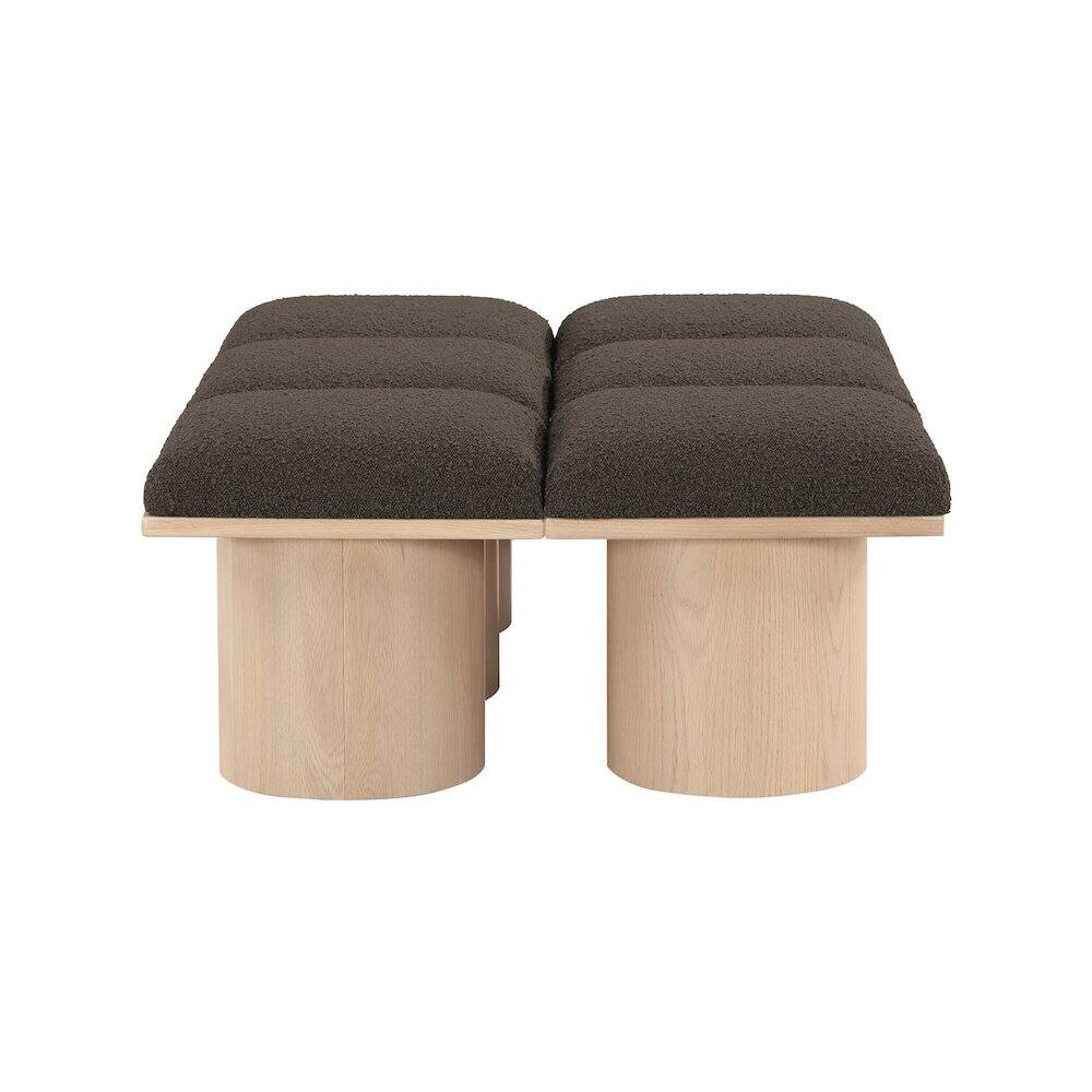 Alt View 2. Meridian Furniture - Pavilion Brown Boucle Fabric Bench - Brown.