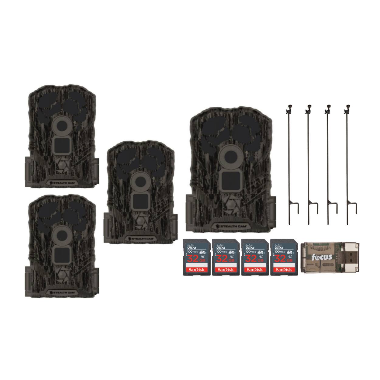 Stealth Cam - Browtine 14MP Camera with Trail Camera Bundle (4-Pack)