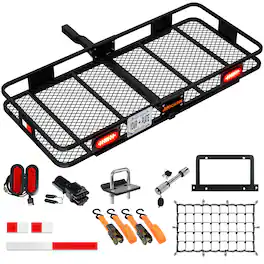 Mockins - 60 in. x 20 in. x 6 in. Trailer Hitch Luggage Rack with Rear Lights, License Plate Holder and Cargo Carrier Accessories