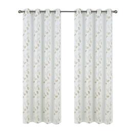 RT Designers Collection - 100% Polyester 140 GSM Reed Embroidered Grommet Curtain Panel 54" x 90" - White