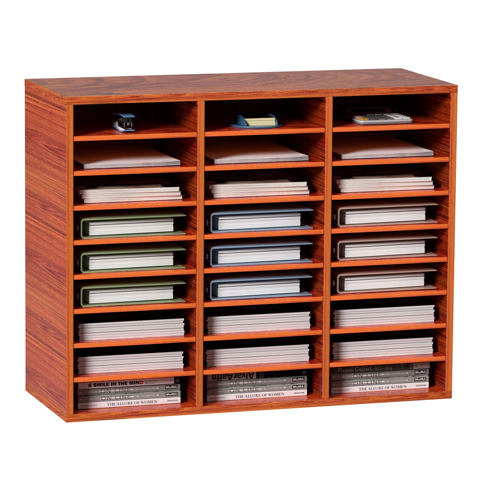 VEVOR - 27 Compartments Wood Literature Organizer, Adjustable Shelves, Medium Density Fiberboard Mail Center - Brown price history on PriceWatchPro