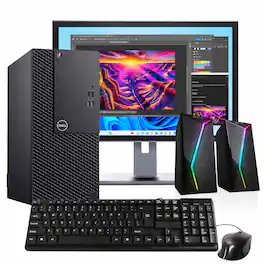 Dell - Refurbished Excellent - Optiplex 3060 Tower Computer-Intel i5-NVIDIAQuadro P620-16GB RAM-1TB SSD-24" LCD-Keybd/Mse-Spkr-Win11 Pro - Black