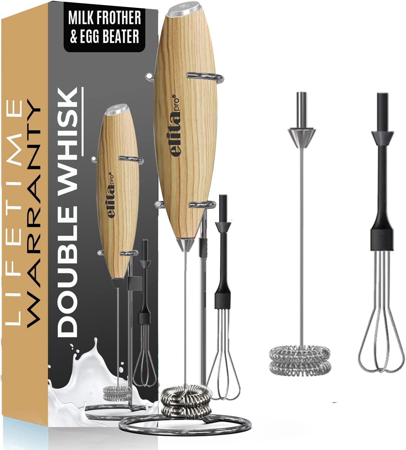 Zulay Kitchen Elita Pro Ultra High Speed Double Whisk Milk Frother