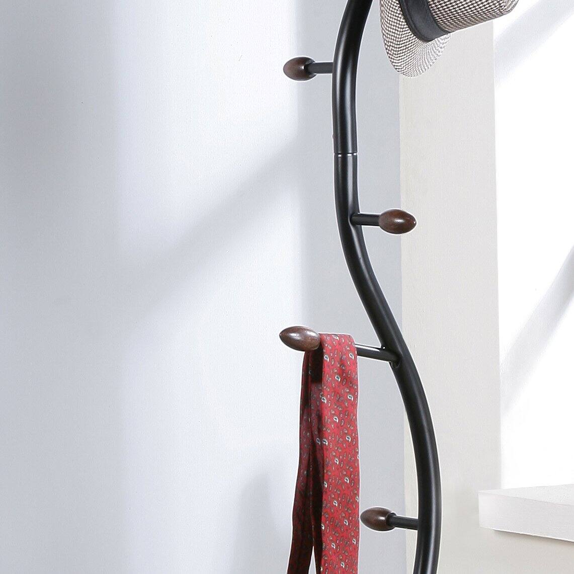 Alt View 3. ThinkLink Electronic - Arles Metal And Walnut Standing Coat Rack - Black.