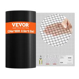VEVOR - Hardware Cloth, 24'' x 100' Galvanized Wire Mesh Roll, 19 Gauge Chicken Wire Fence Roll, Vinyl Coating Metal Wire Mesh - Black