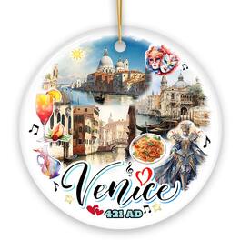 OrnamentallyYou - Artistic Venice Unique Cultural Christmas Ornament Vintage Italy Gift and Keepsake Souvenir Circle - Multi-colored