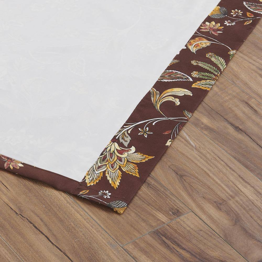 Left. Barefoot Bungalow - Chic Boho Audrey Curtain Panel Set in Chocolate - 84x84 inches - Chocolate.