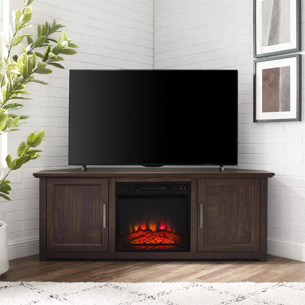 Alt View 2. Crosley Furniture - Camden Corner Fireplace Tv Stand For 65+ Inch Tv - Brown.
