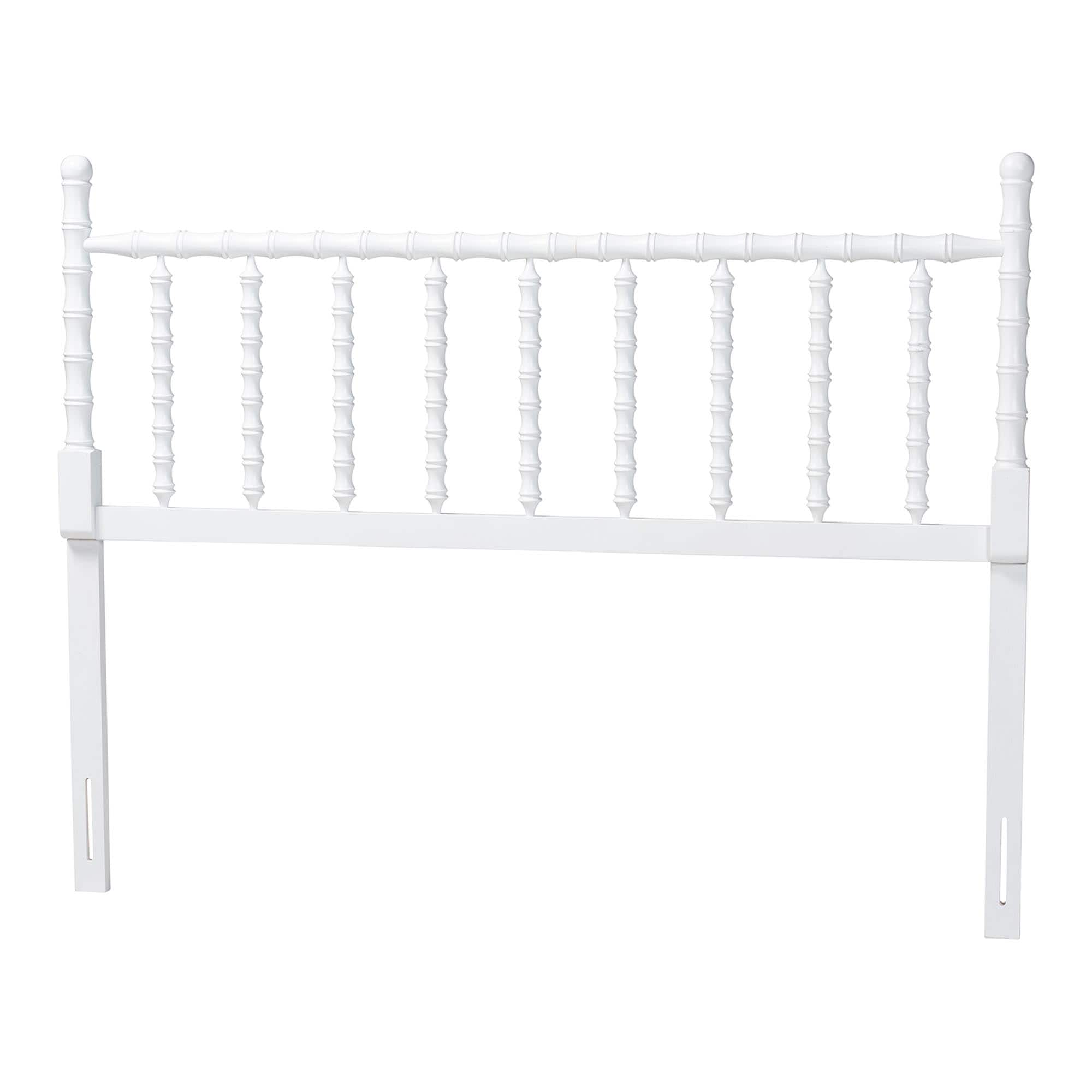 Baxton Studio - Edaline Bamboo Motif Headboard - Crafted Wood Panel with Decorative Turned Spindle Design for Boho Costal Bedroom, King - White price history on PriceWatchPro