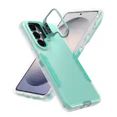Front. Dteck - For Samsung Galaxy A17 5G/A16 5G/A26 Rugged Case, Heavy Duty Dual Layer Shockproof Lens Kickstand Drop Protection Cover - Cyan.