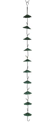 Zeckos - Verdigris Finish Metal Umbrellas Rain Chain w/Attached Hanger 48 Inch - Teal